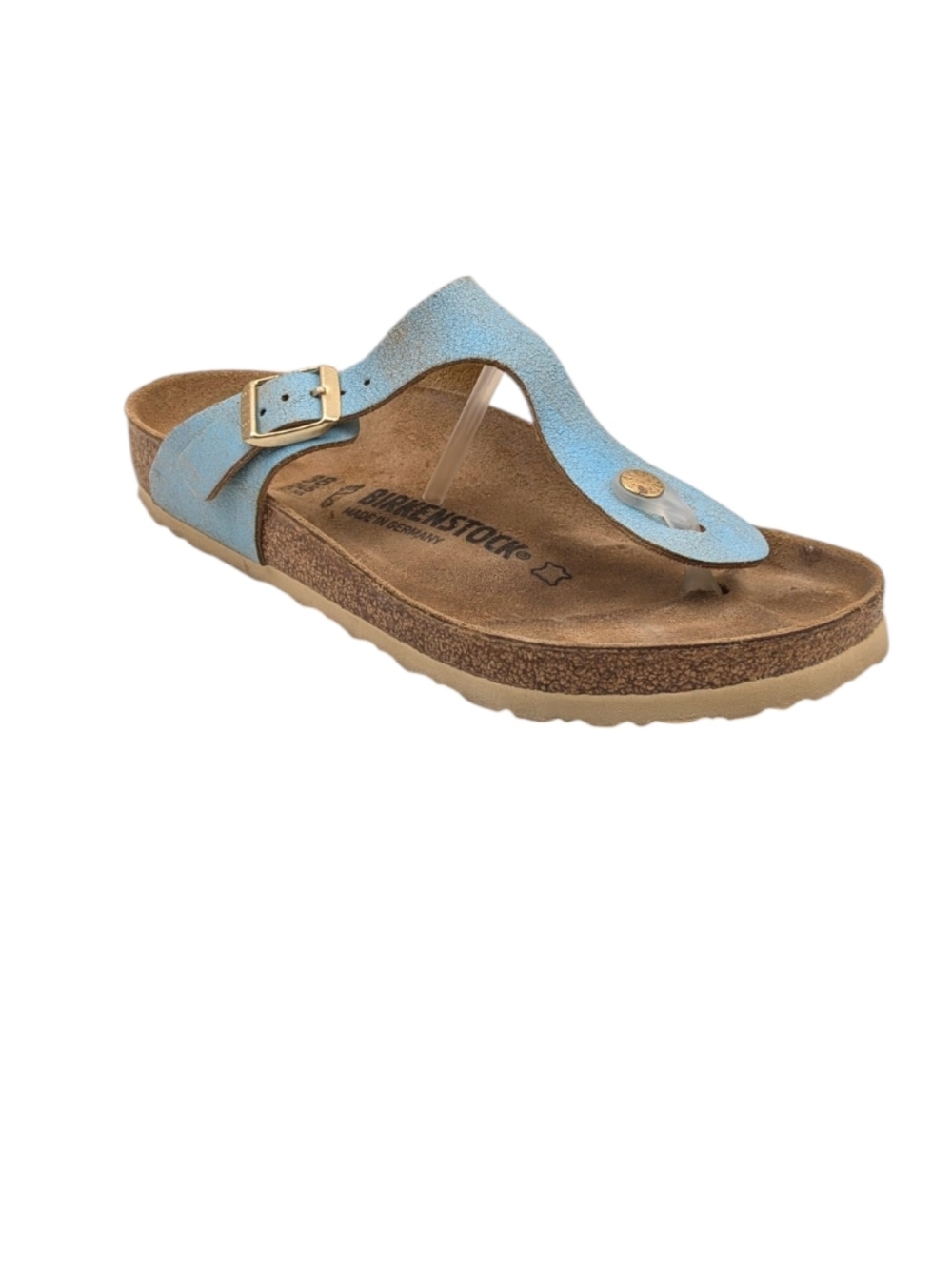 Birkenstock Gizeh Washed Metallic Blue Leather Sandals EU 38 US L7 M5 S4089 - Picture 4 of 12